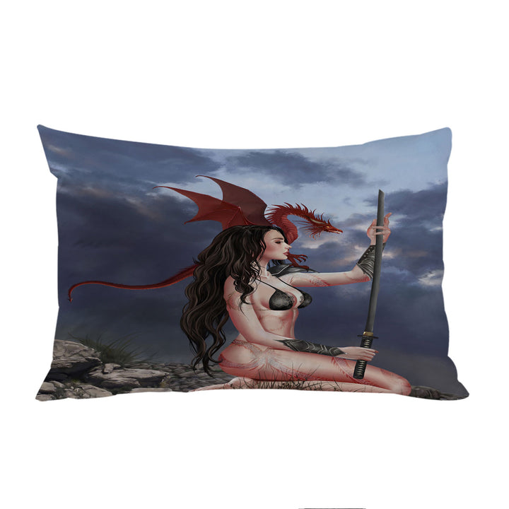 The Sword Sexy Fantasy Art Dragon Girl Pillowcase