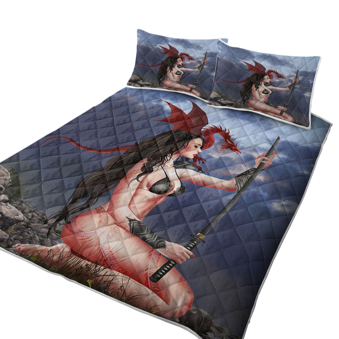 The Sword Sexy Fantasy Art Dragon Girl Quilt