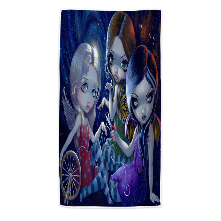 The Three Fates the Moirai Greek Mythology Angels Beach Towel