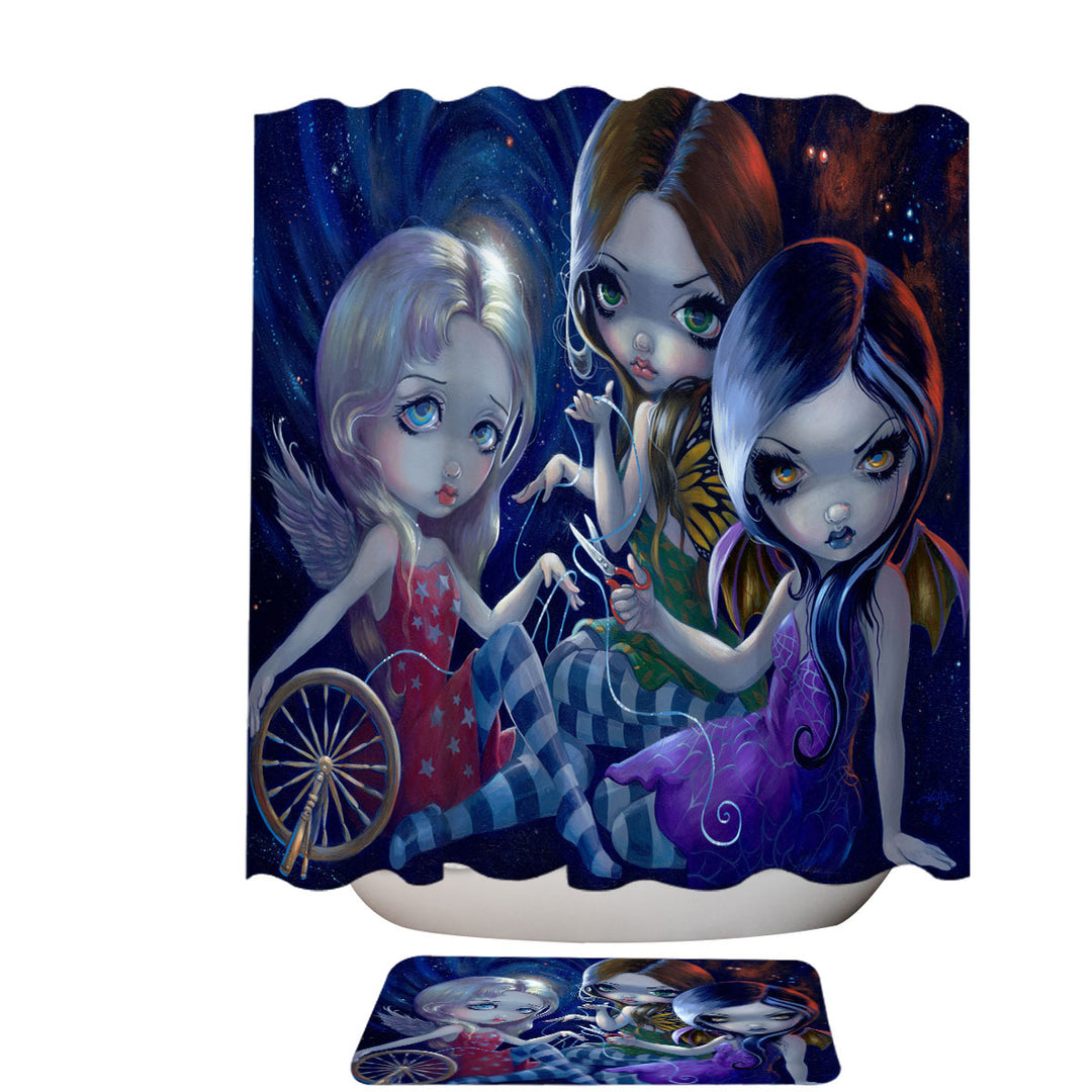 The Three Fates the Moirai Greek Mythology Angels Shower Curtains