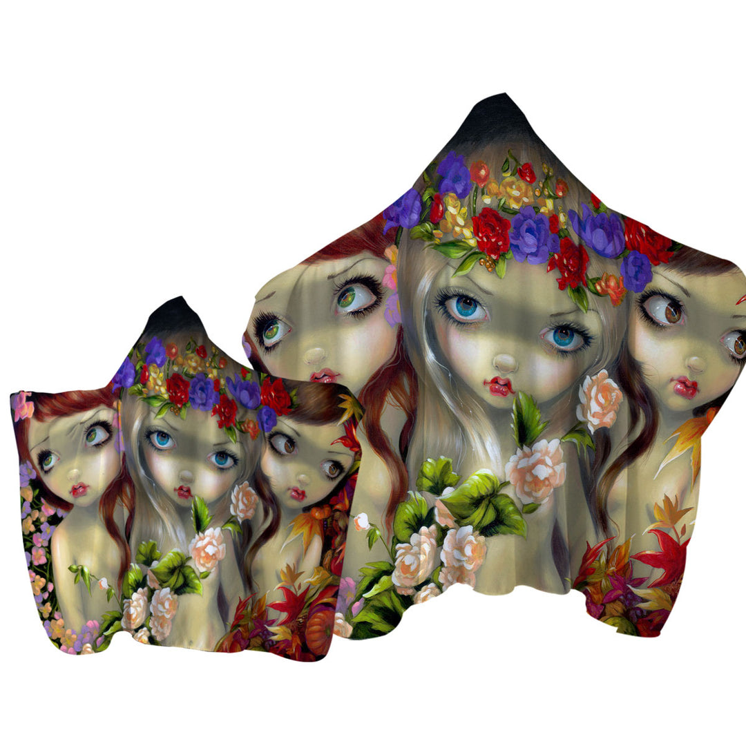 The Three Graces Beautiful Nymph Girls and Flowers Towel Hoodie