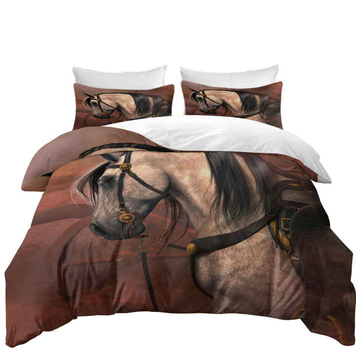 The Traveler Solid Strong White Horse Duvet Cover