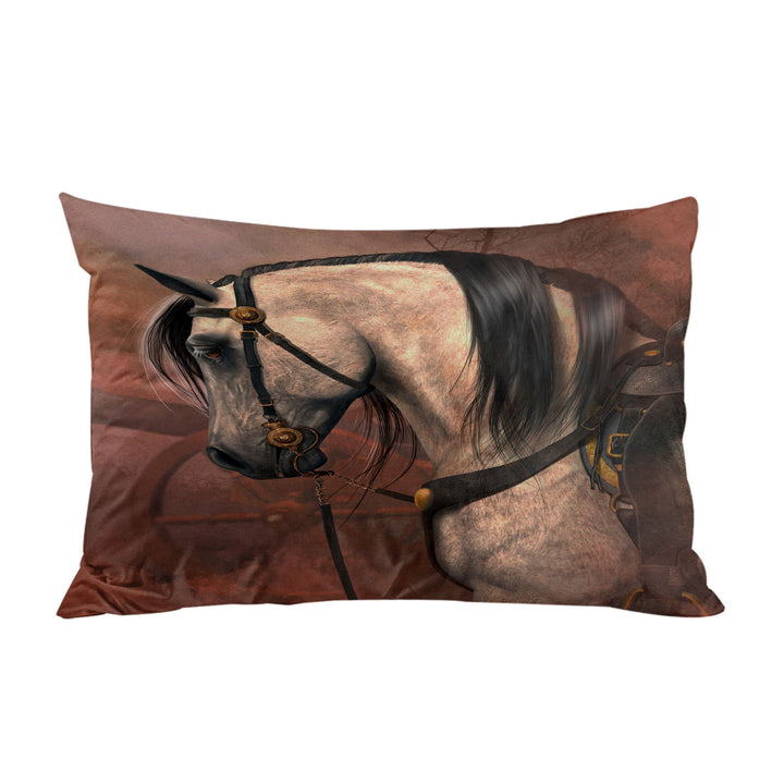 The Traveler Solid Strong White Horse King Pillow Cases