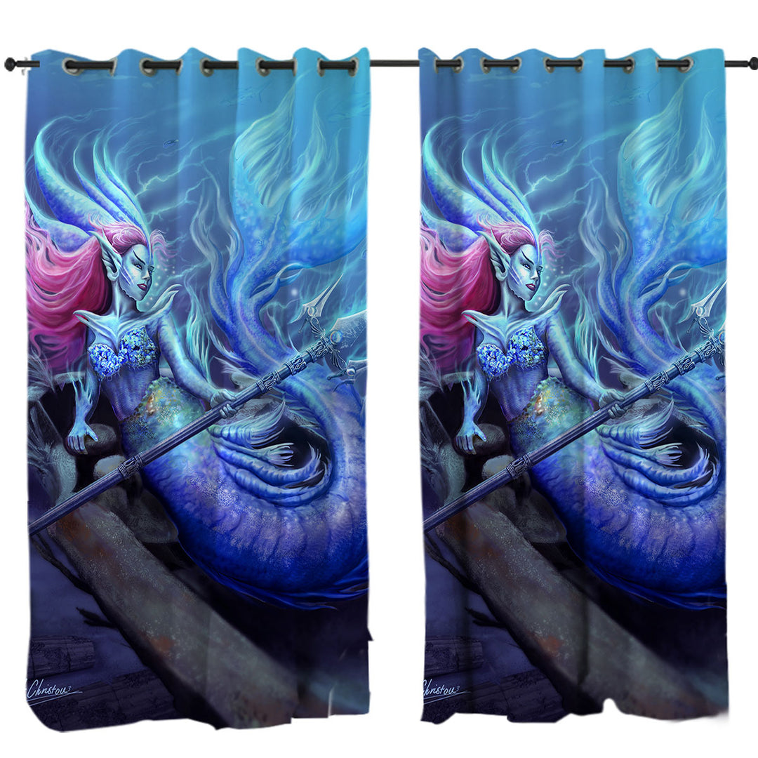 The Underwater Protector Beautiful Mermaid Custom Curtains