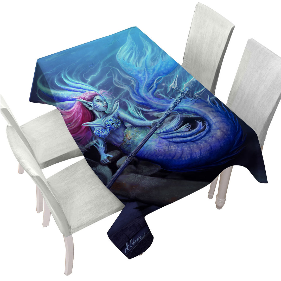 The Underwater Protector Beautiful Mermaid Custom tablecloths