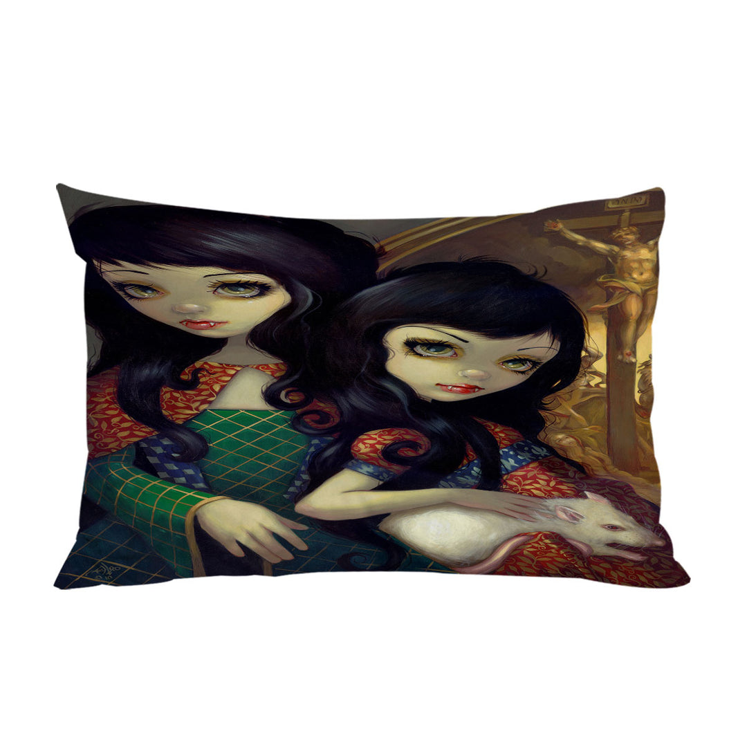 The Vampires Dark Art I Vampiri La Sorelle King Pillow Cases