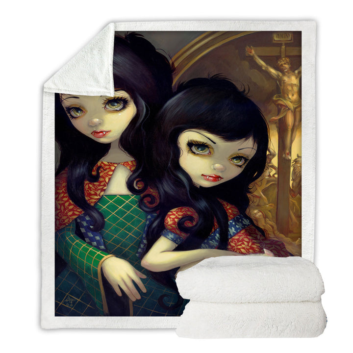 The Vampires Decorative Blankets Dark Art I Vampiri La Sorelle