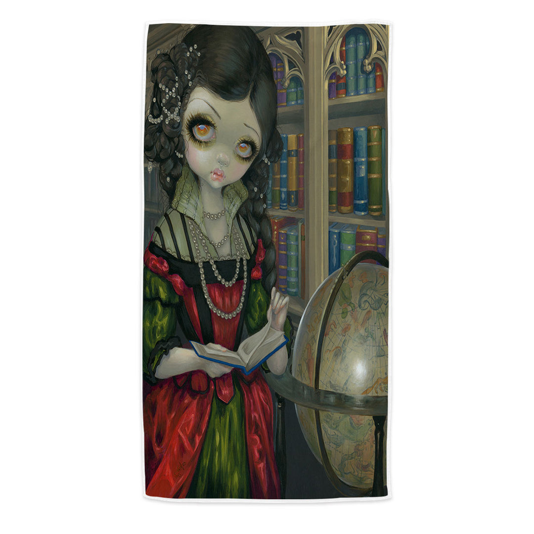 The Vampires Microfibre Beach Towels Dark Library I Vampiri La Libreria