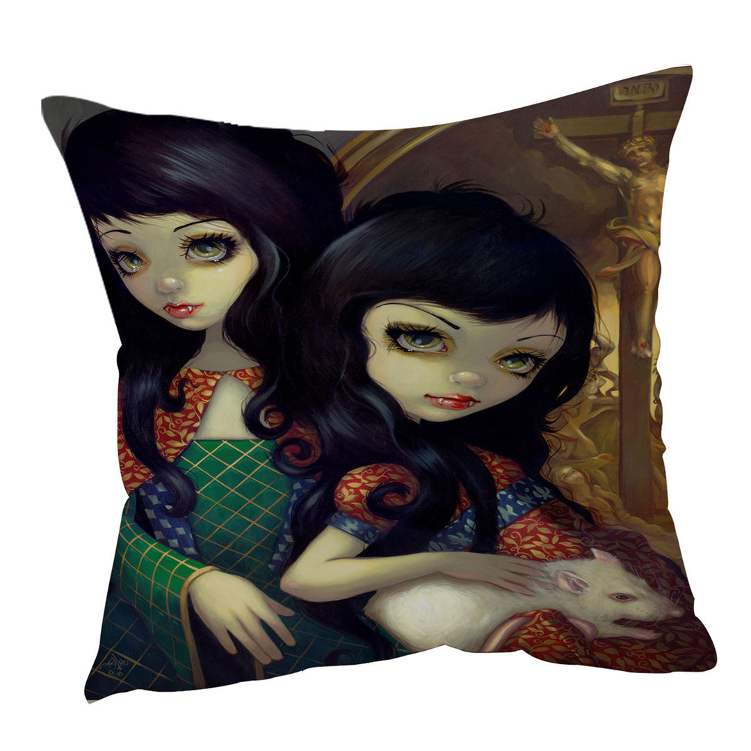 The Vampires Throw Cushions Dark Art I Vampiri La Sorelle