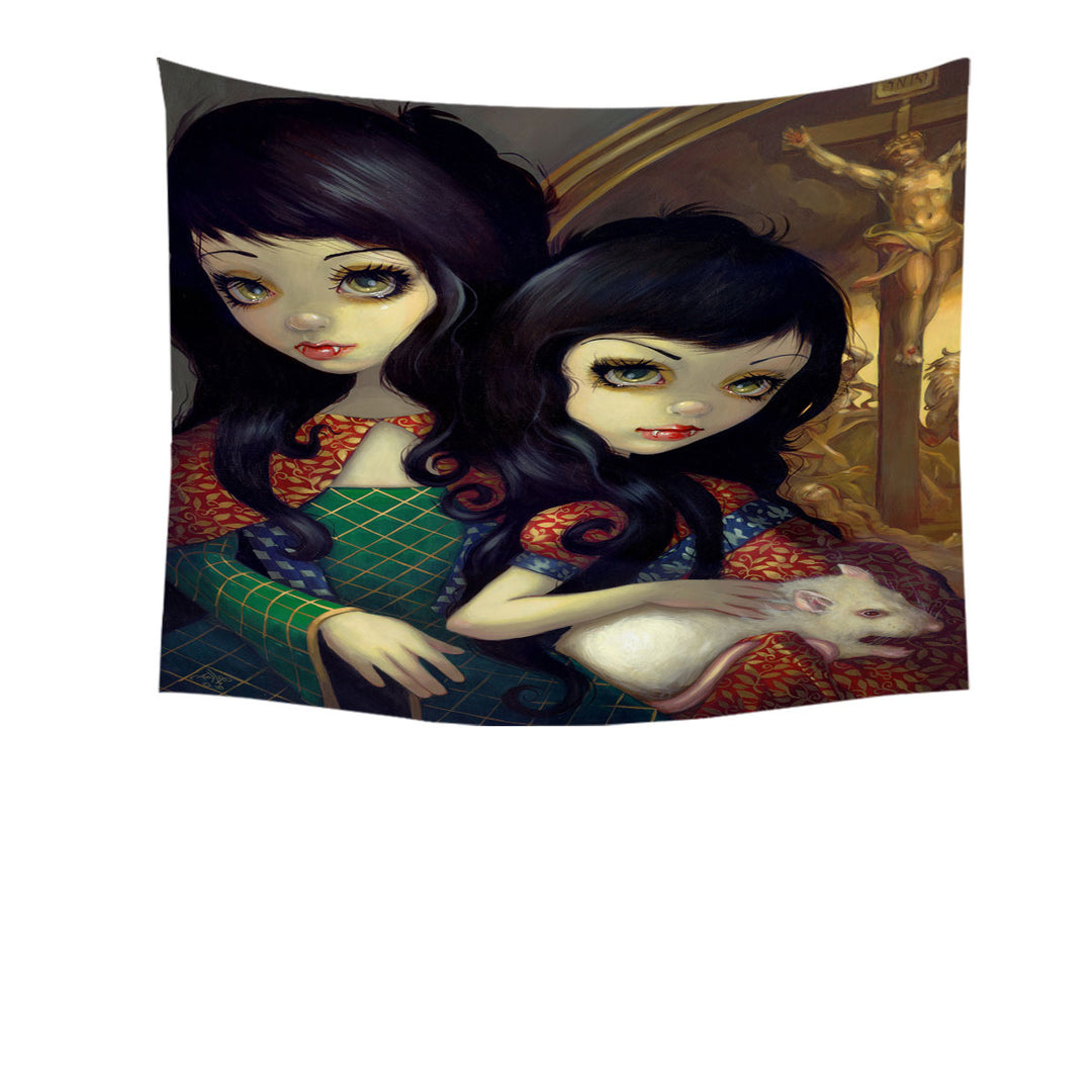 The Vampires Wall Decor Dark Art I Vampiri La Sorelle Tapestry