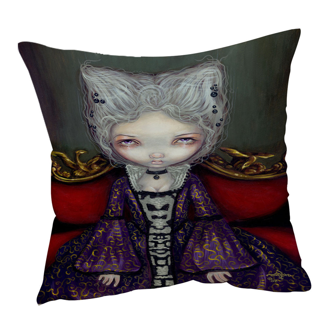 The Violet Duchess Rococo Style Portrait Maiden Cushion Cover