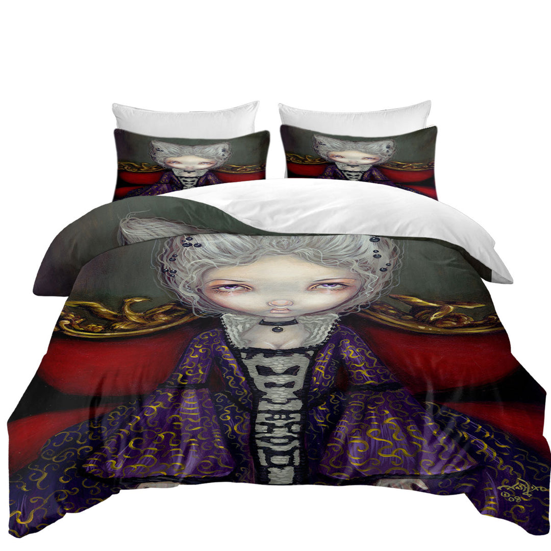 The Violet Duchess Rococo Style Portrait Maiden Duvet Cover set