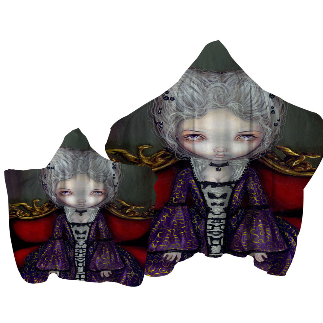 The Violet Duchess Rococo Style Portrait Maiden Towel with Hood