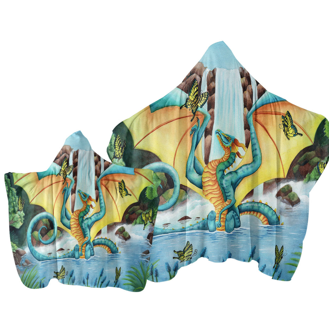 The Woodland Summer Fountain Butterflies and Dragon Towel Hoodie