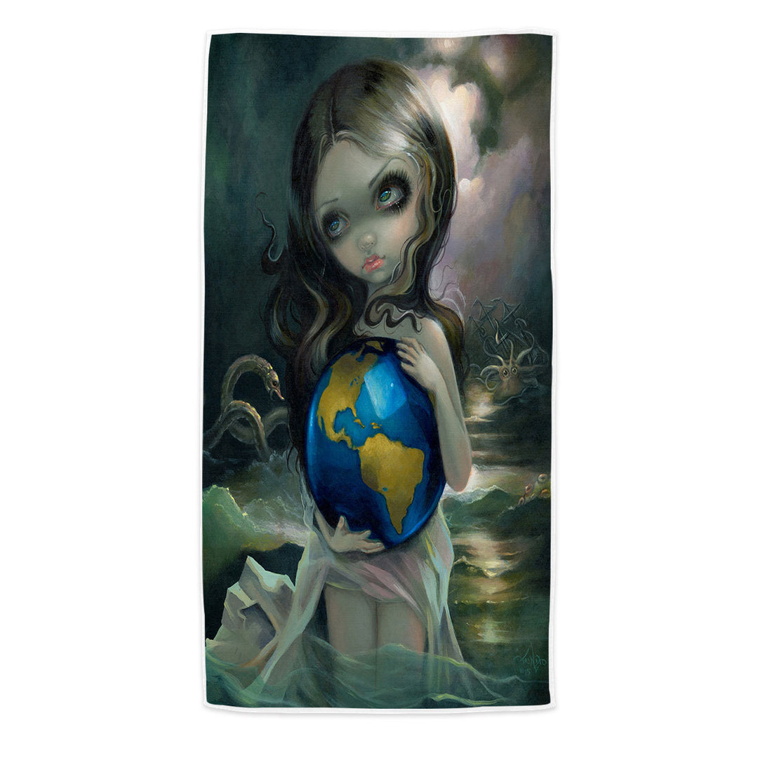 The World Beautiful Maiden in the Sea with Monsters Beach Towels