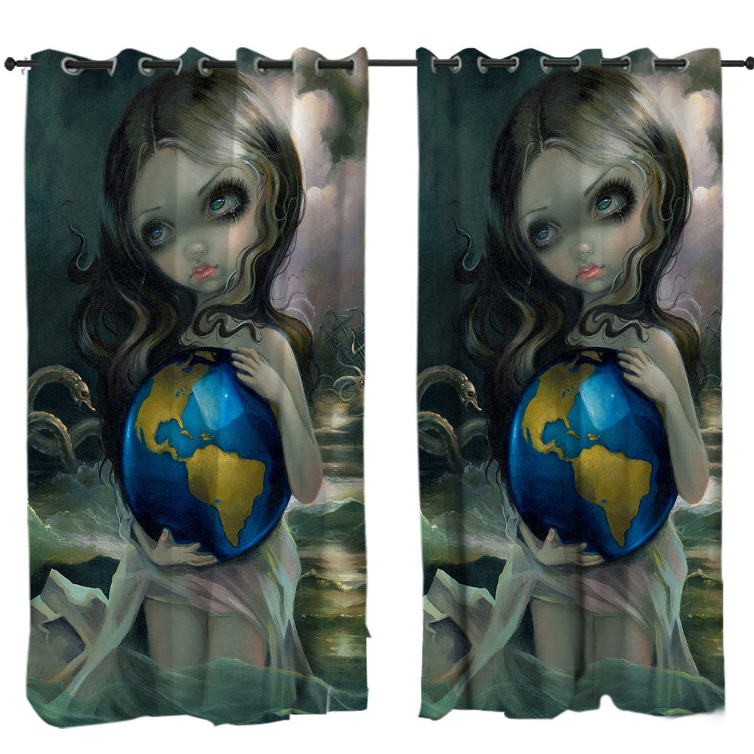 The World Beautiful Maiden in the Sea with Monsters Curtains