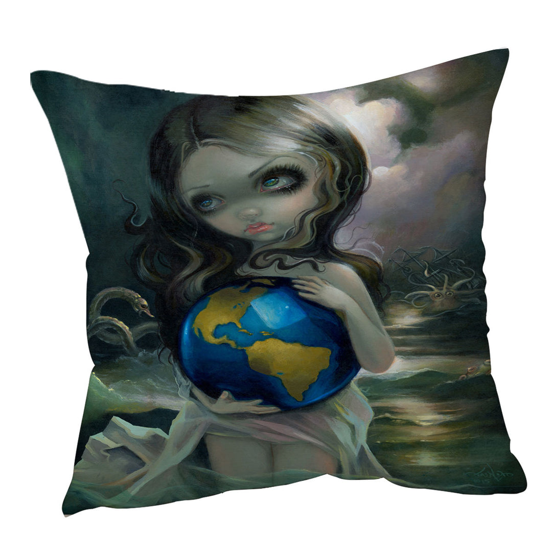 The World Beautiful Maiden in the Sea with Monsters Cushion Covers