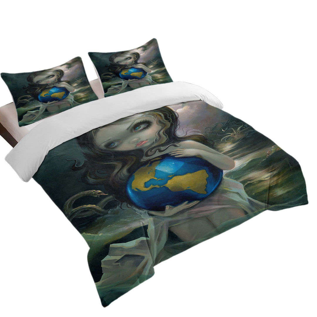 The World Beautiful Maiden in the Sea with Monsters King Duvet Cover set