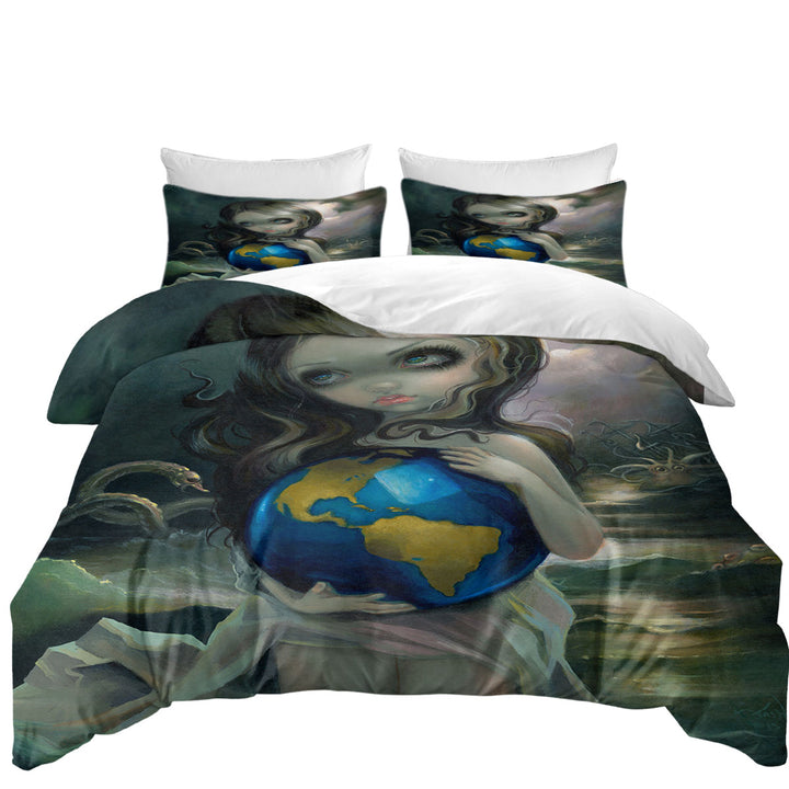 The World Beautiful Maiden in the Sea with Monsters King Size Duvet Cover