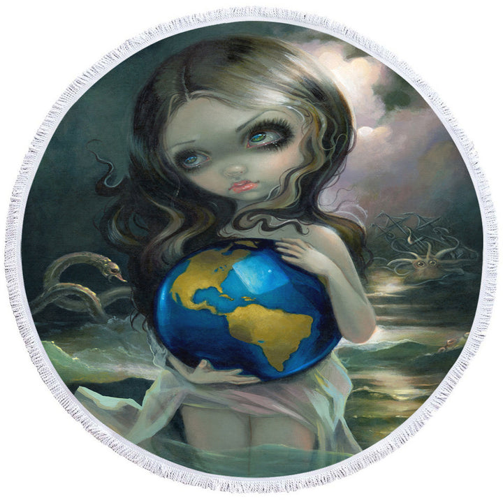 The World Beautiful Maiden in the Sea with Monsters Unique Beach Towels