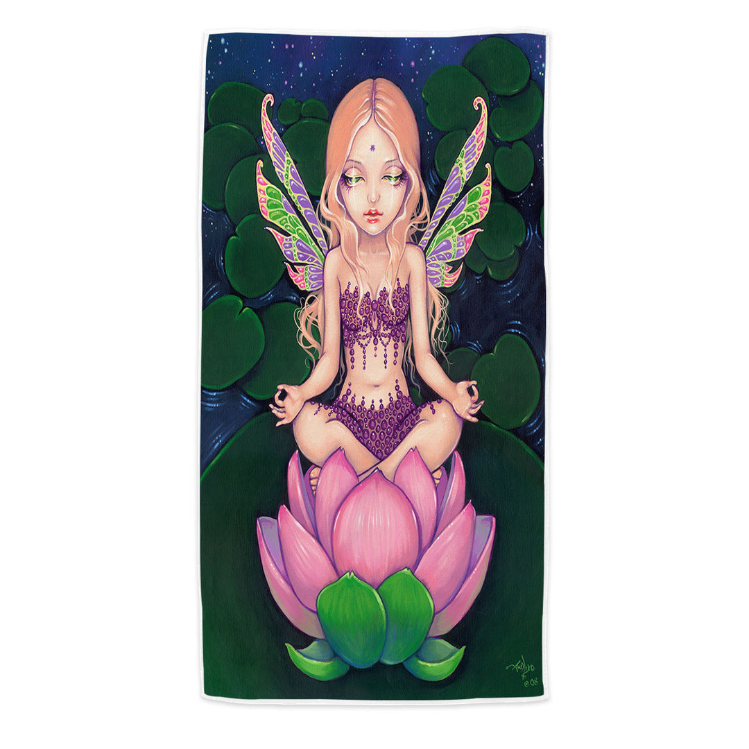 The Yoga Beach Towel Lotus Fairy Lily Pads Pond