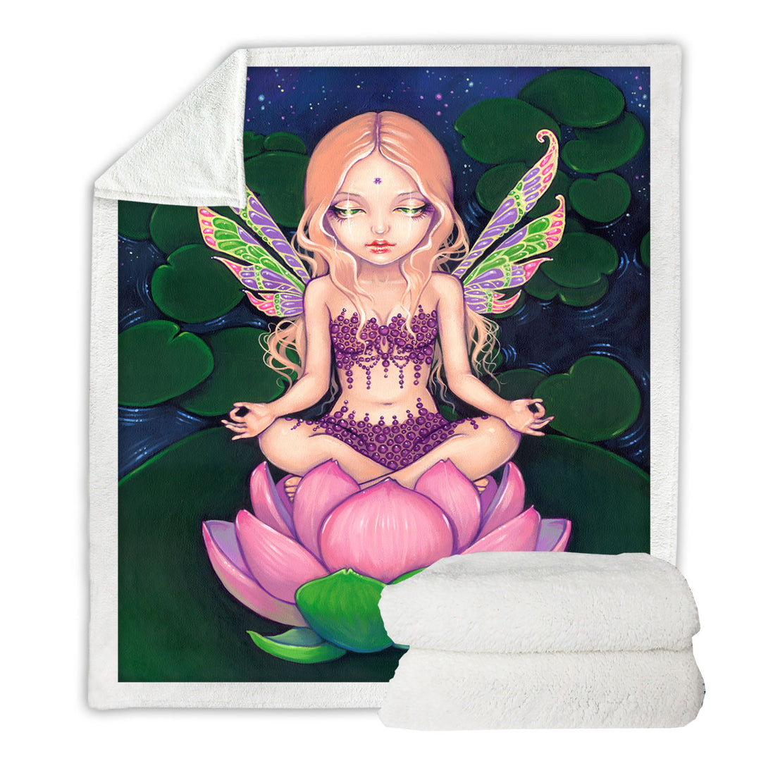 The Yoga Fleece Blankets Lotus Fairy Lily Pads Pond