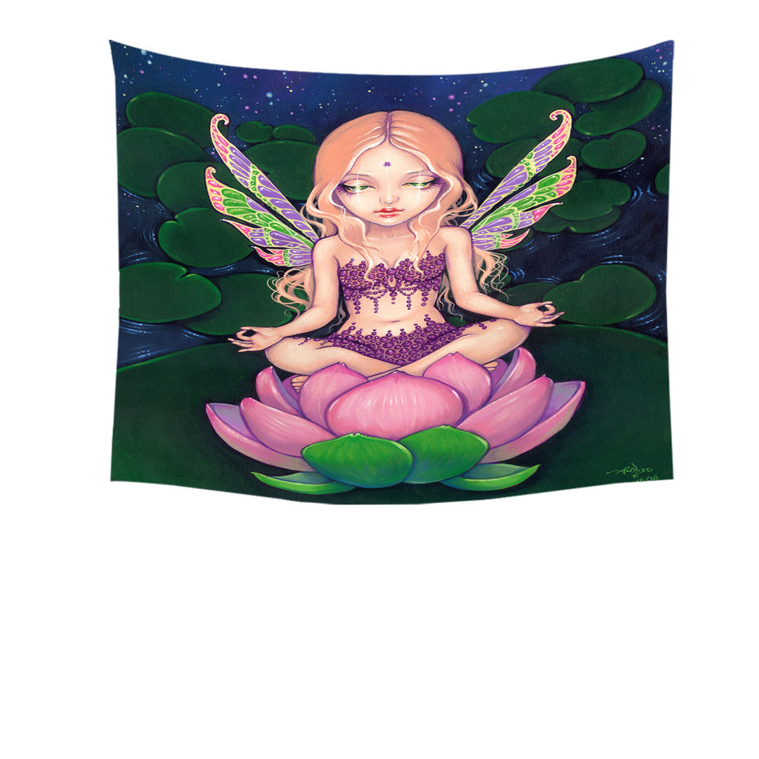 The Yoga Wall Decor Tapestry Lotus Fairy Lily Pads Pond