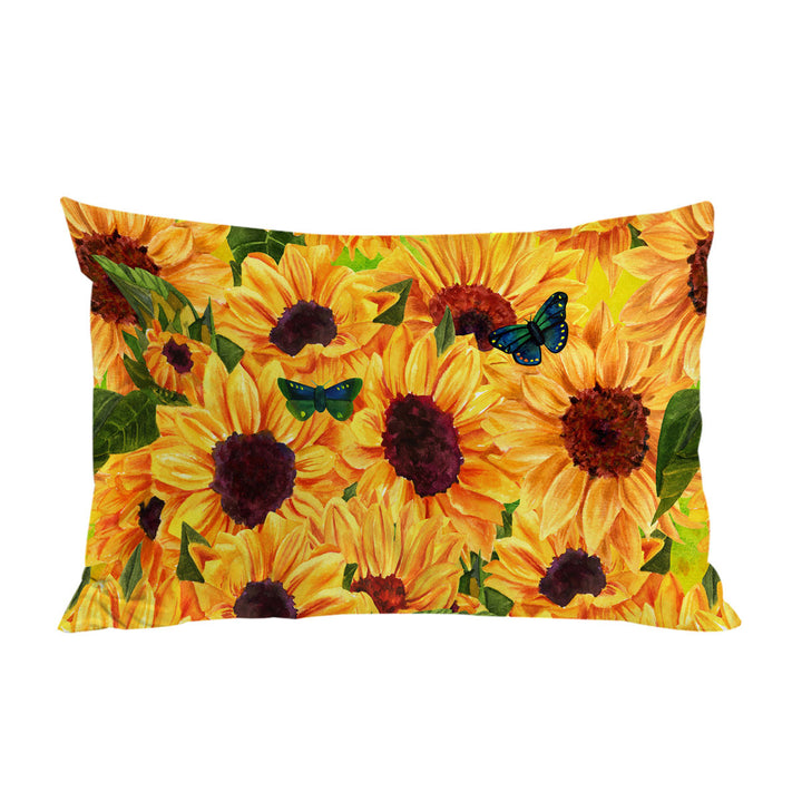 Thick Sunflowers and Butterflies Pillow Cases