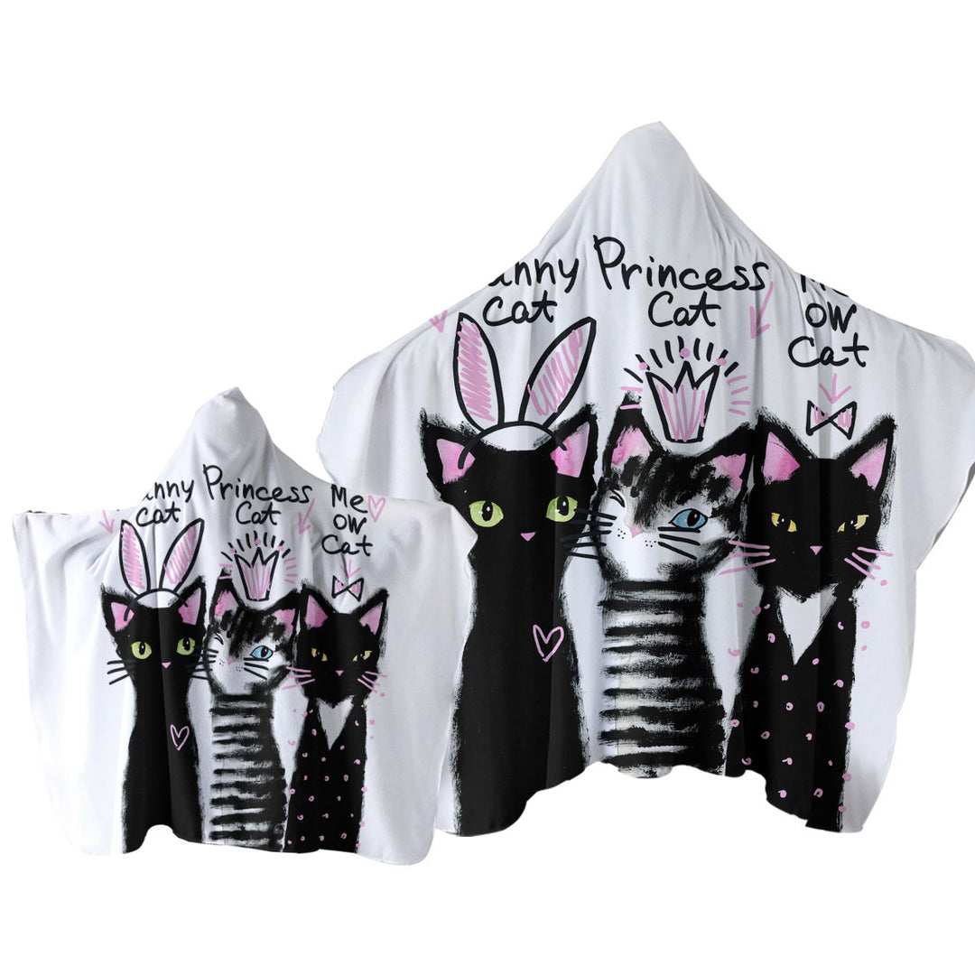 Three Lovely Cats Towel Hoodie