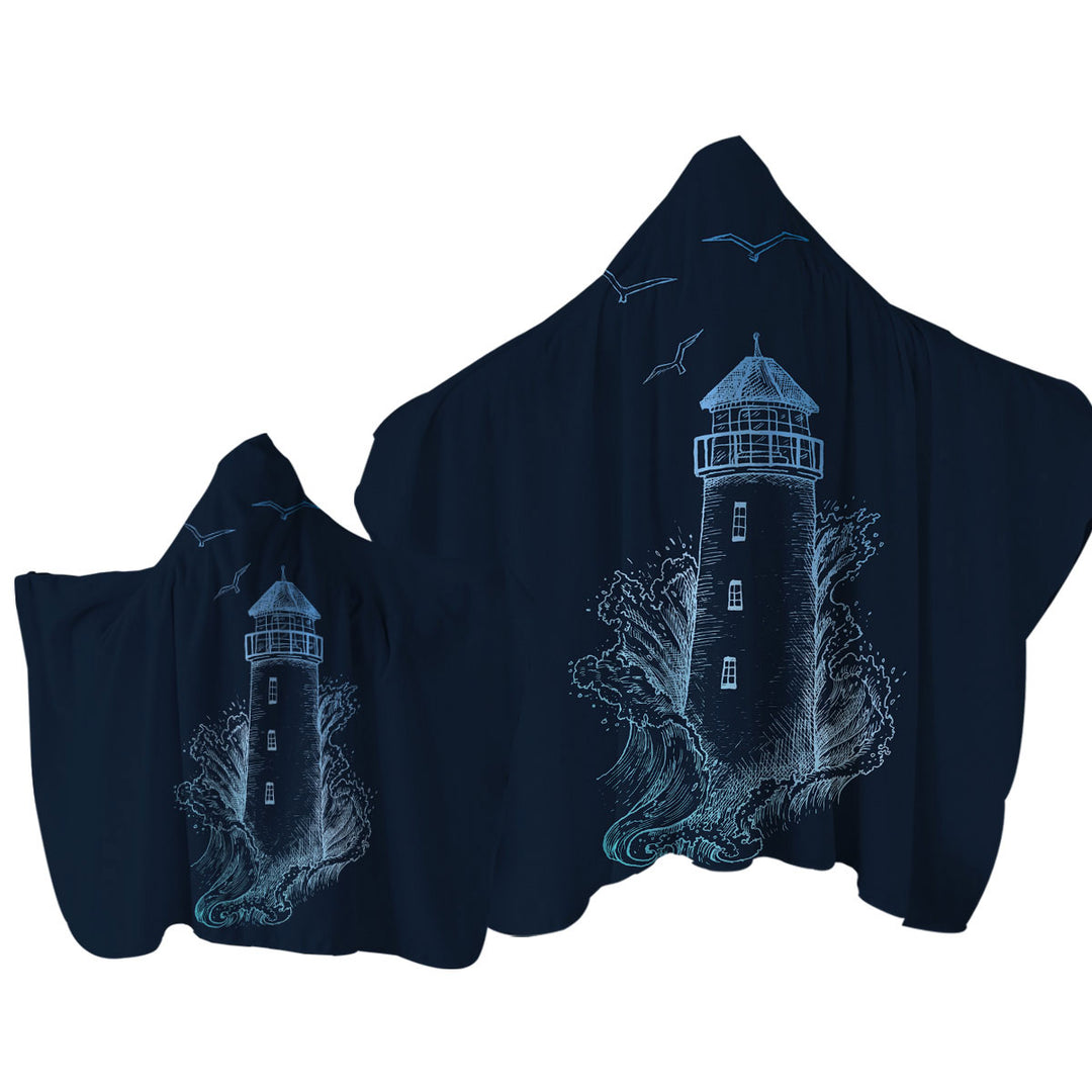 Thrilling Lighthouse Hooded Beach Towel