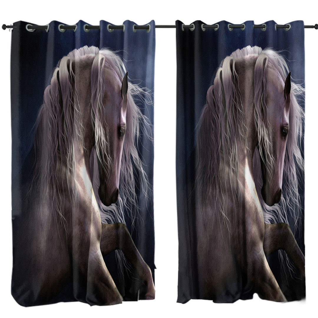 Thrilling White Horse Silver Ghost Curtains