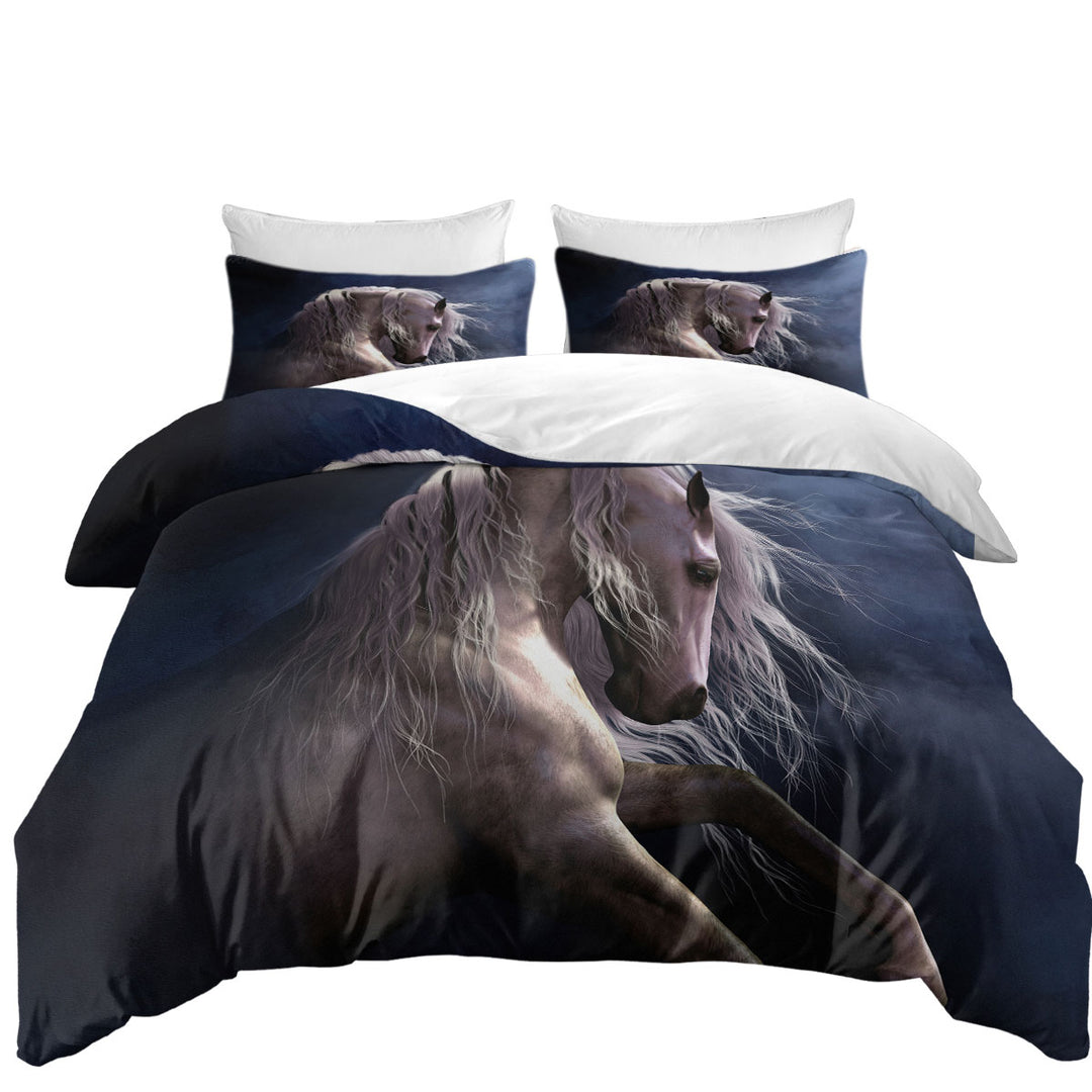 Thrilling White Horse Silver Ghost Duvet Covers