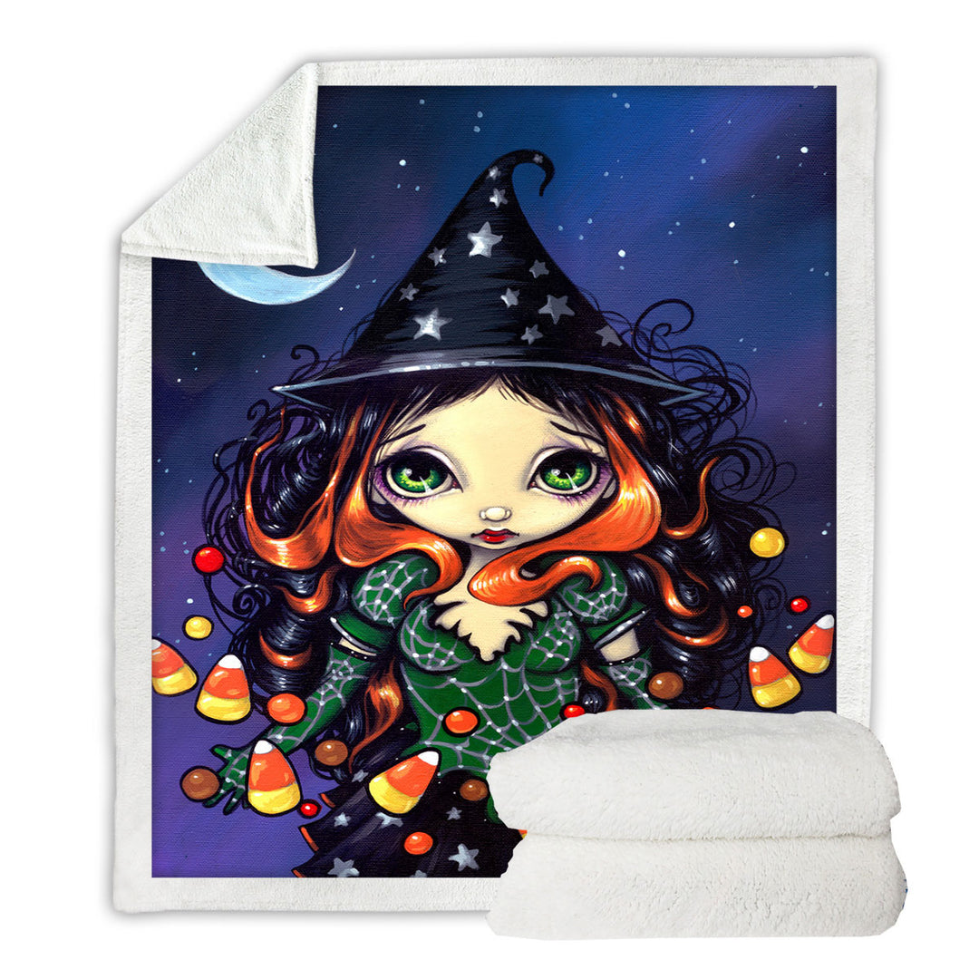 Throw Blanket for Halloween Night the Little Candy Witch