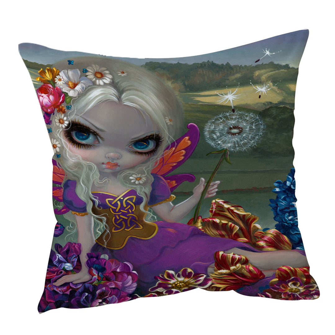 Throw Cushions with Three Wishes Fairy in the Floral Countryside