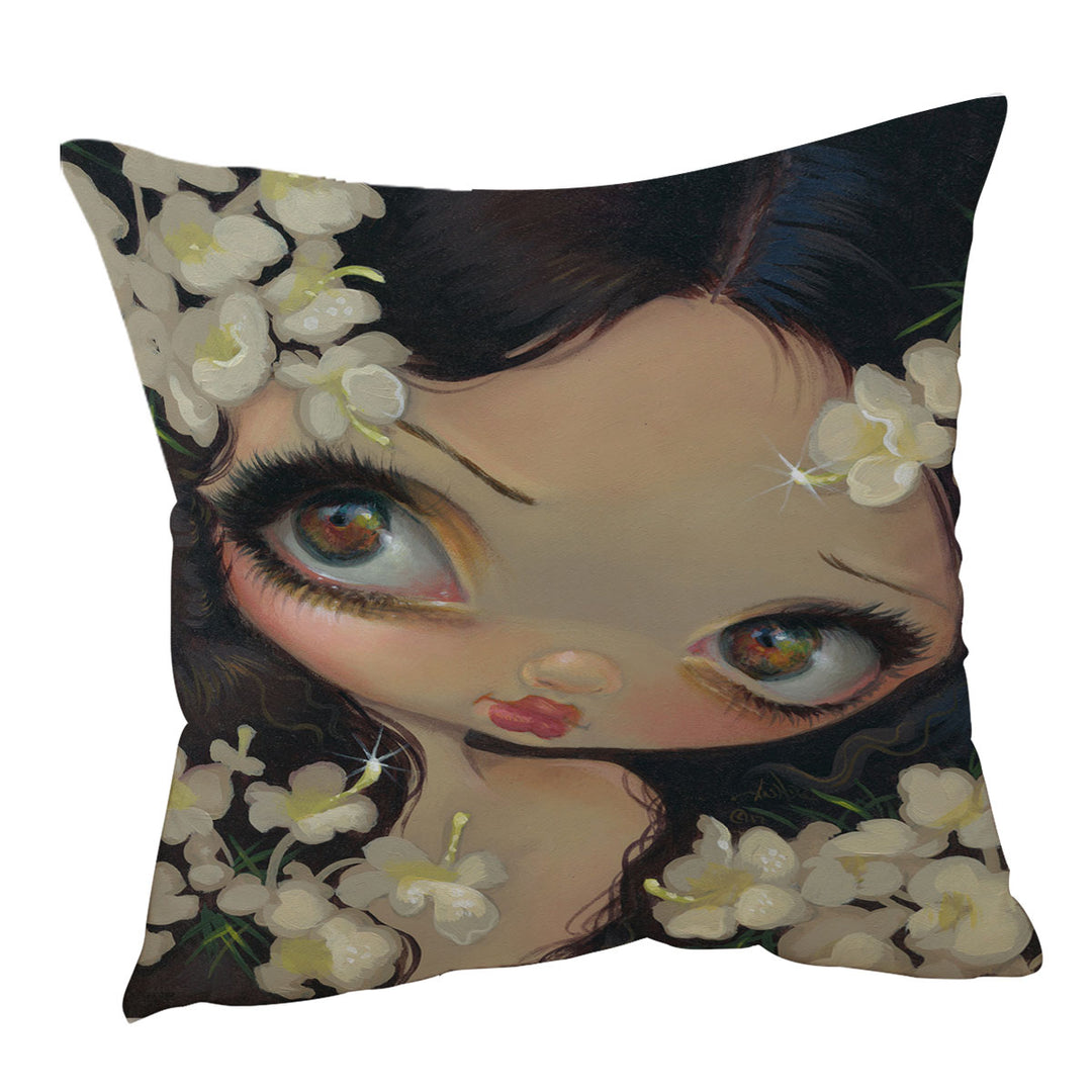 Throw Pillow Cover of Poisonous Beauties Hemlock Girl and Flowers