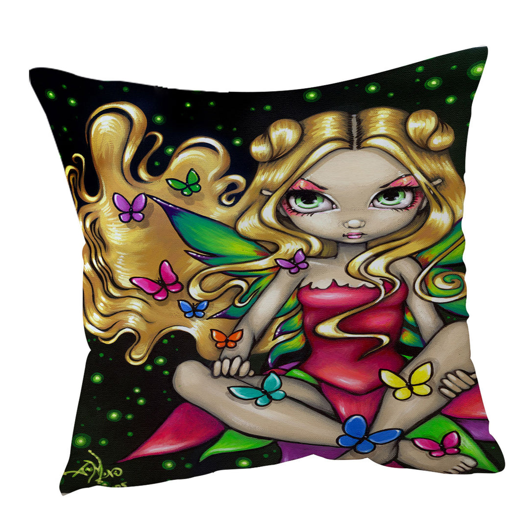 Throw Pillows for Girls Colorful Painting Butterfly Princess