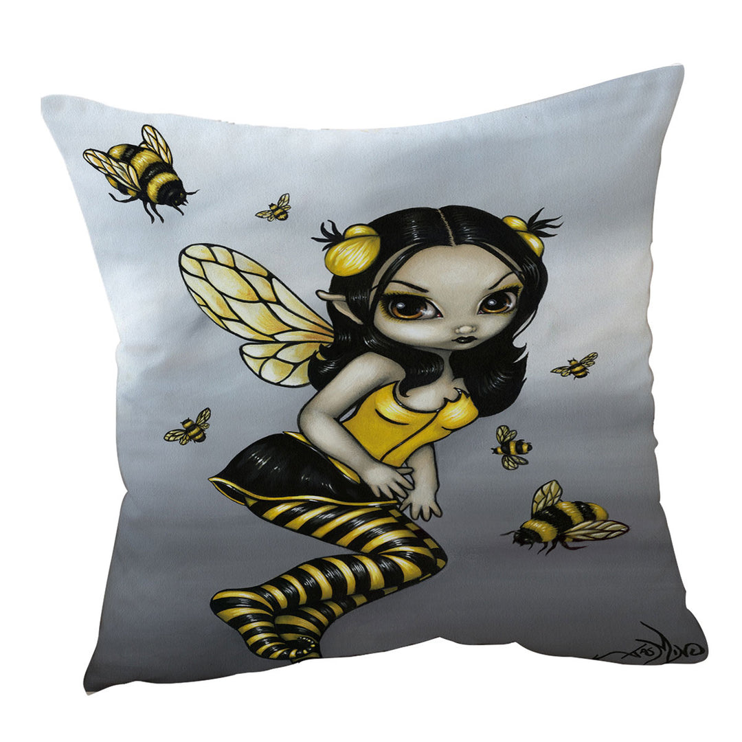 Throw Pillows with Bees and Bumblebee Fairy