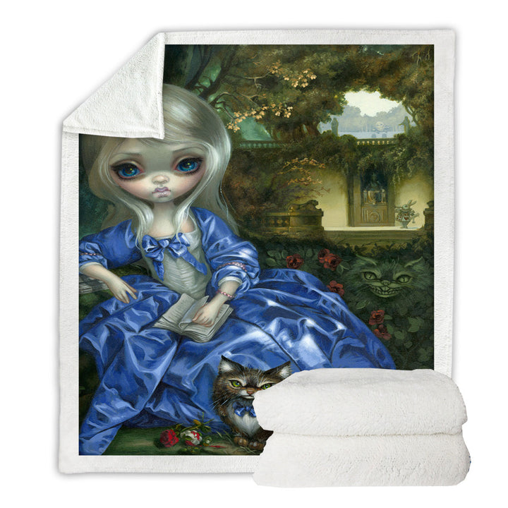 Throws with Alice and Cat Fairytale Daydreaming Wonderland