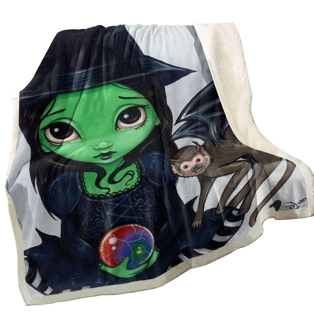 Throws with Halloween Theme Wicked Witch and Her Flying Monkey