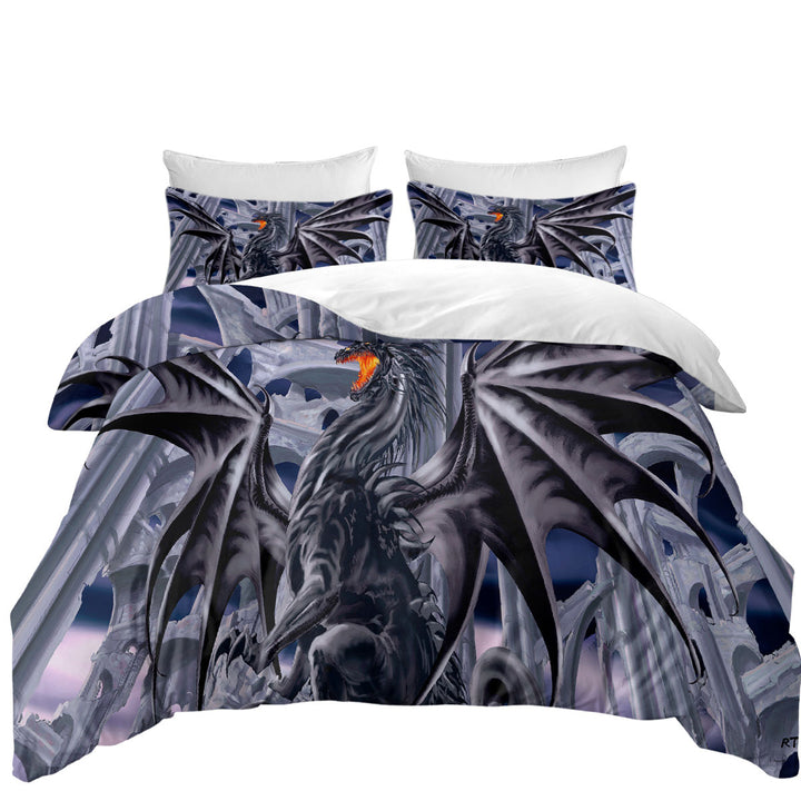 Thunderstrike Powerful Black Dragon Quilt Cover Sets