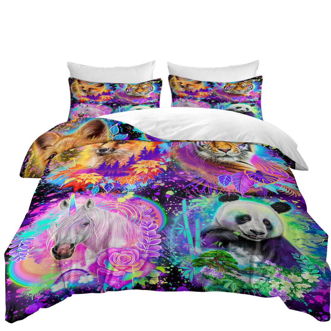 Tiger Fox Panda Unicorn Animal Spirits Collage Good Duvet Covers