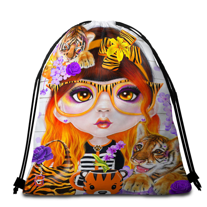 Tiger loving Tessa Munchkinz Girl Beach Towel Pack