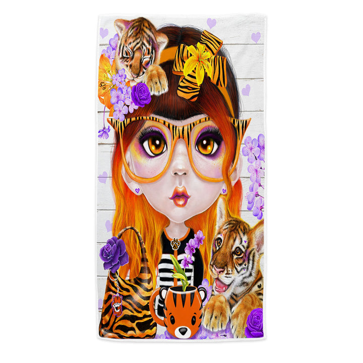 Tiger loving Tessa Munchkinz Girl Beach Towel