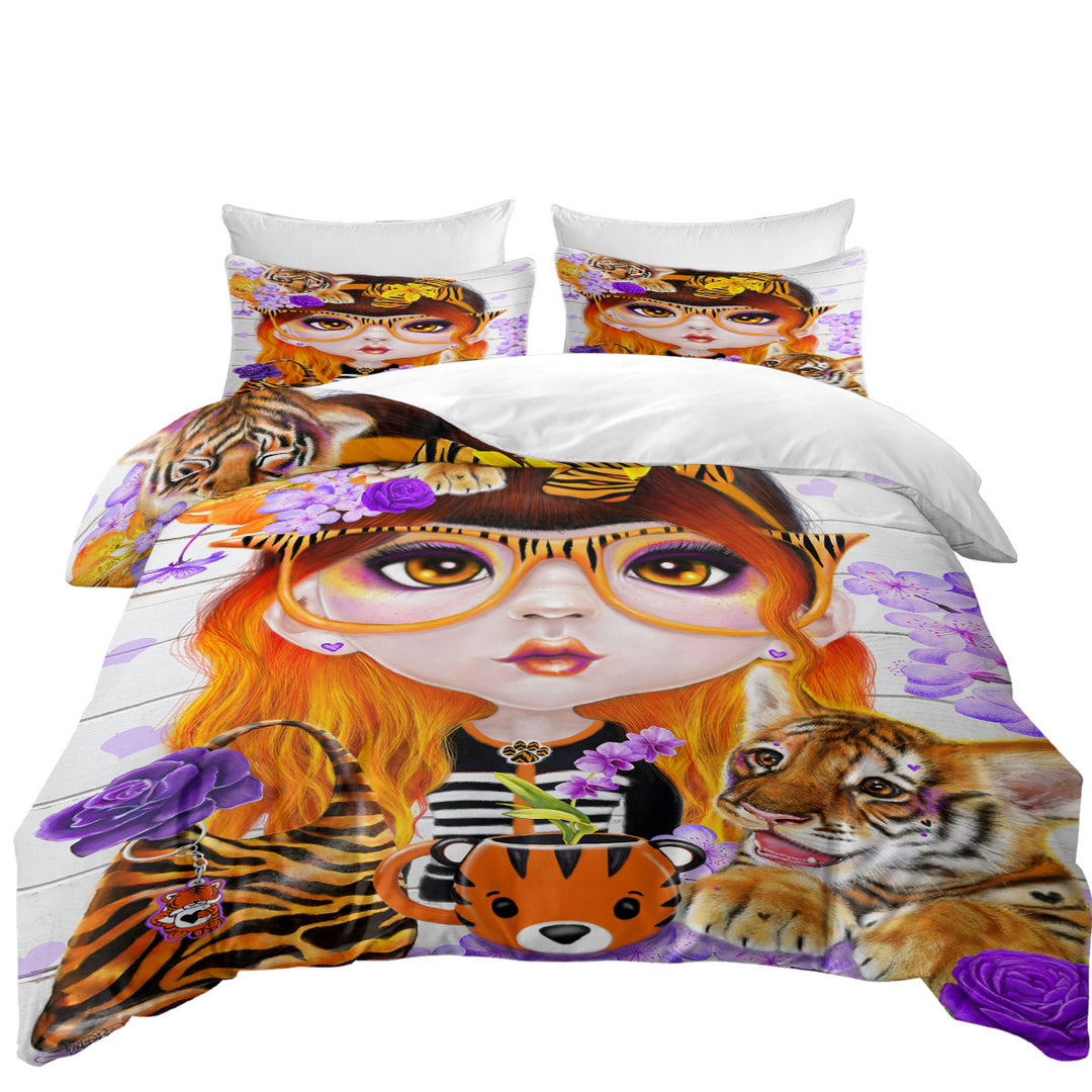 Tiger loving Tessa Munchkinz Girl California King Duvet Cover