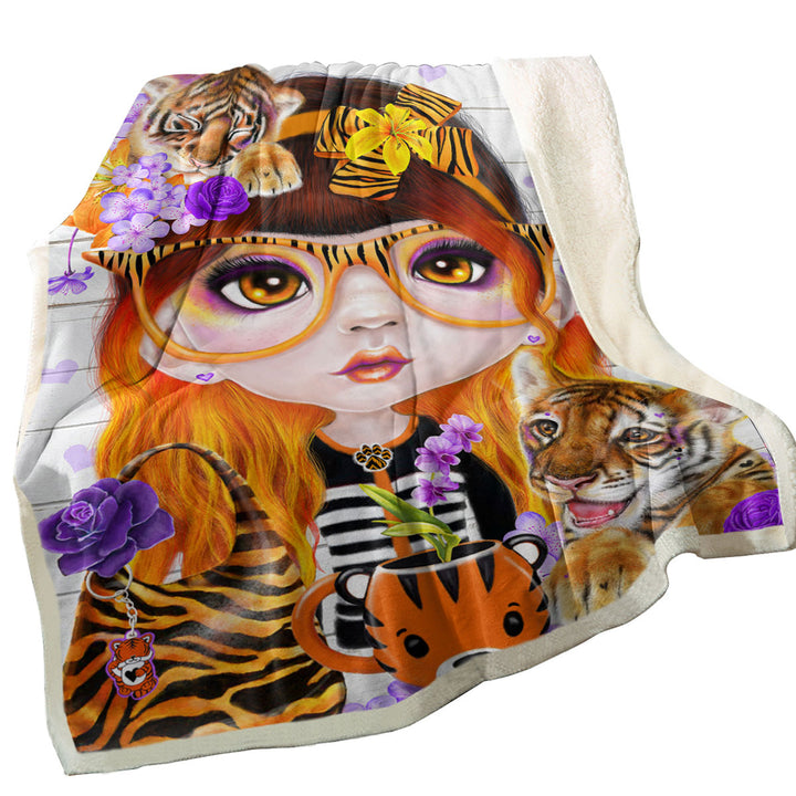 Tiger loving Tessa Munchkinz Girl Fleece Blankets