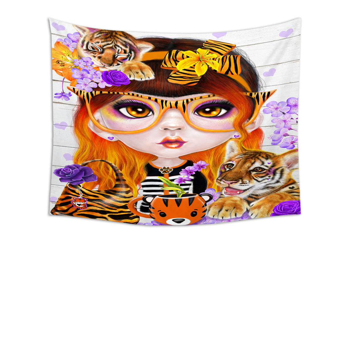 Tiger loving Tessa Munchkinz Girl Wall Decor Tapestry