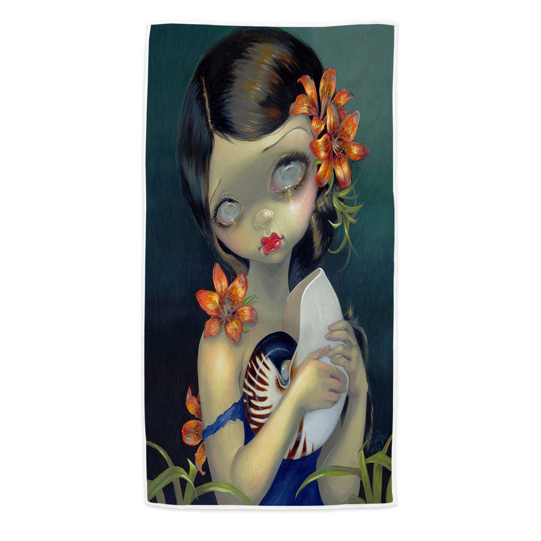 Tigerlily Tiger Nautilus Sad Looking Girl Beach Towel