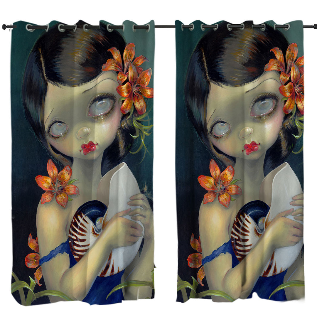 Tigerlily Tiger Nautilus Sad Looking Girl Curtains