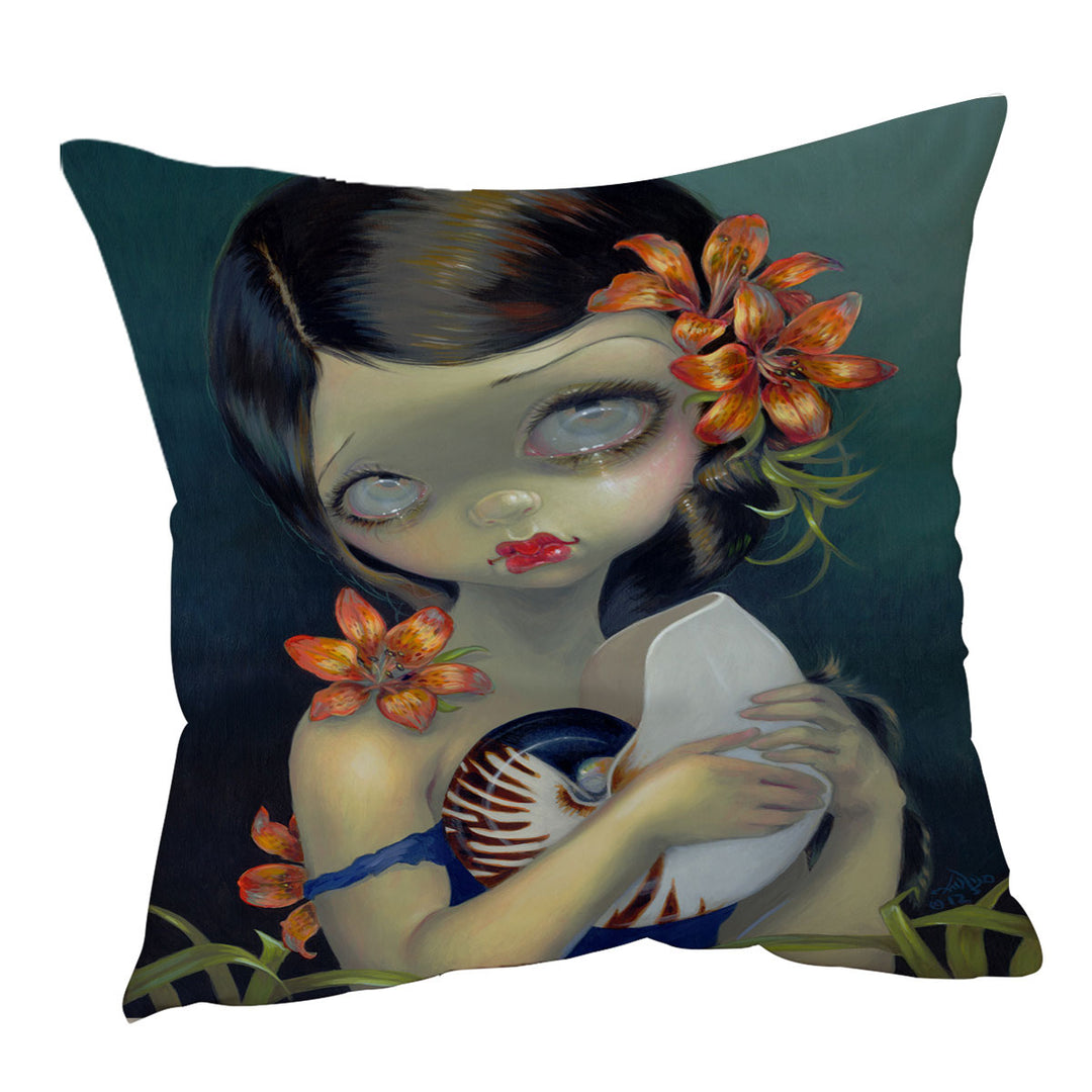 Tigerlily Tiger Nautilus Sad Looking Girl Cushion Cover