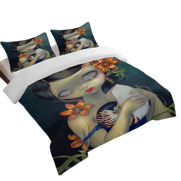 Tigerlily Tiger Nautilus Sad Looking Girl Queen Size Duvet Cover